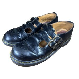 Dr. Martens 8065 Mary Jane Double Strap Smooth Leather Size 8 Black worn